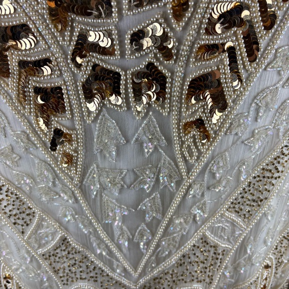 Vintage Royal Feelings Cream Ivory Embellished Beaded Evening Jacket Silk 2X - Picture 10 of 15